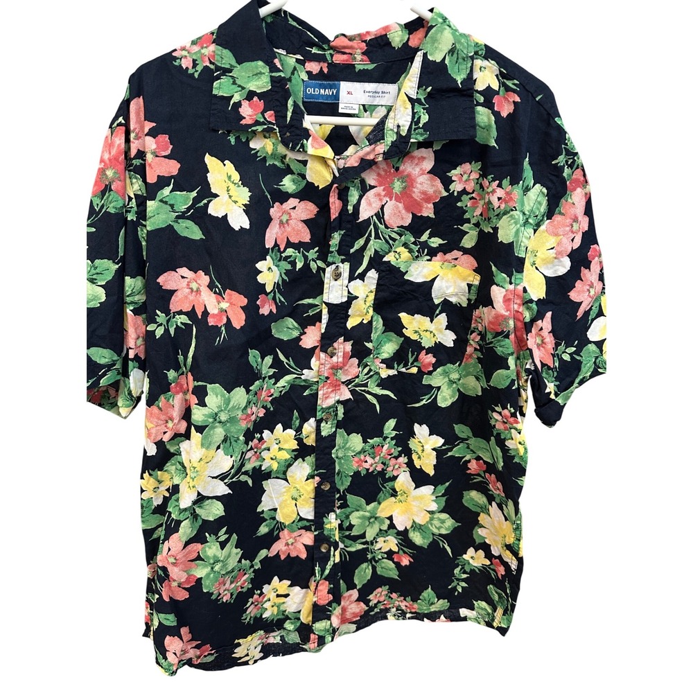 Old Navy Floral Button Up Everyday Shirt Regular Fit XL